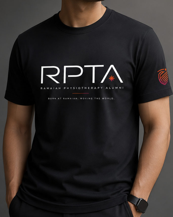Regular-fit black RPTA chapter tee worn front-on, with the wordmark on the chest and the woven RPTA badge on the sleeve.